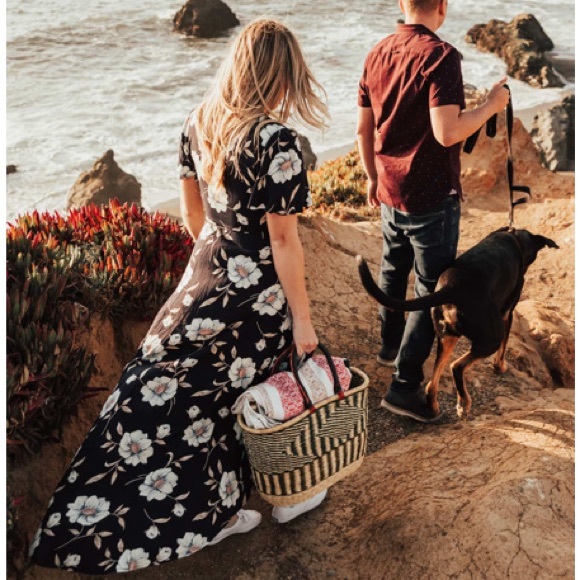 Lake Como Navy Blue Floral High-Low Wrap Dress - Picture 7 of 9